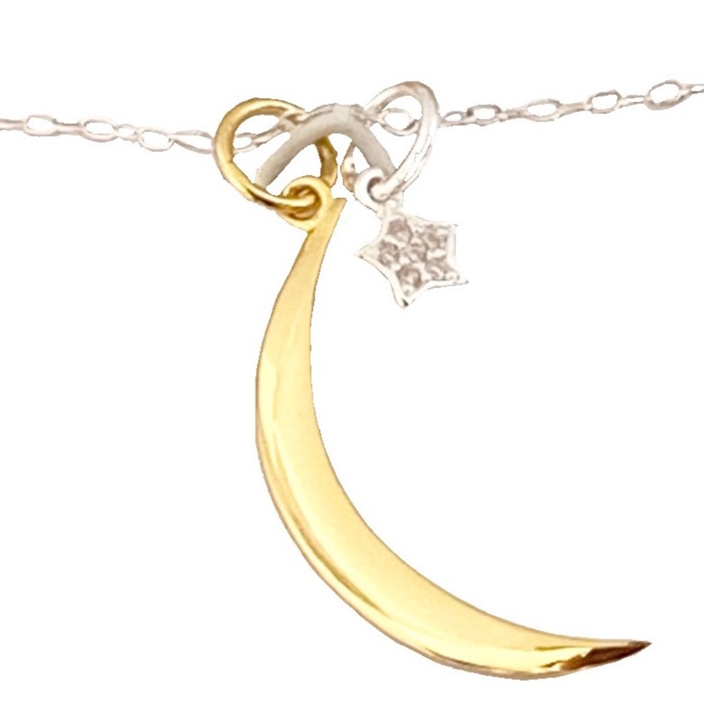 new โพ Wish + Dream โพ925 SS Crescent CZ Necklace โพ - Picture 1 of 5